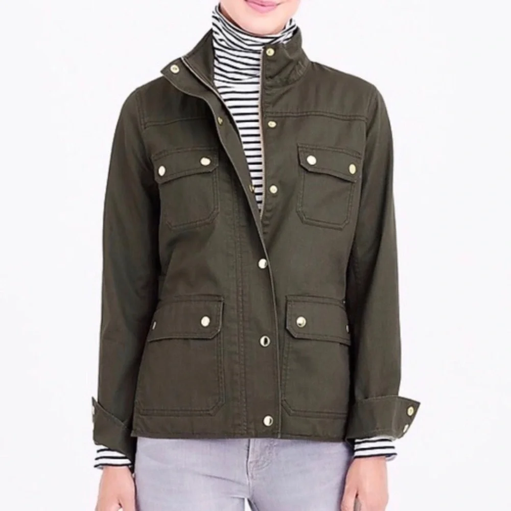 J Crew The Downtown Field Jacket Green Size XS Utility Jacket 27584